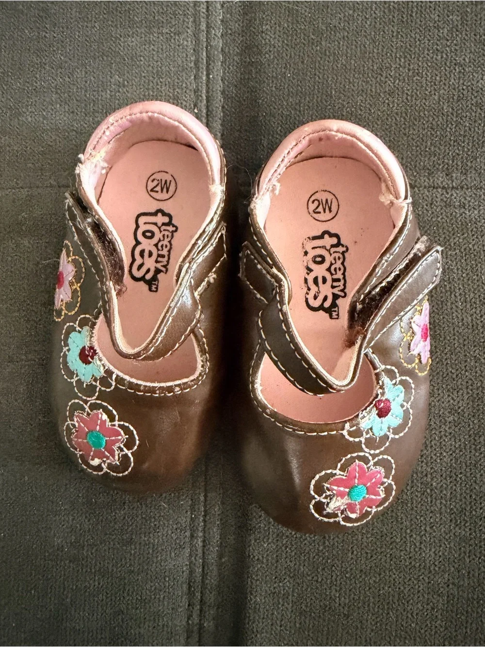 Baby & Walker Girls Brown Floral Mary Jane Shoes